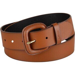 Women's Tan Imported Casual Wrapped Buckle Leather Belt For Jeans Dresses